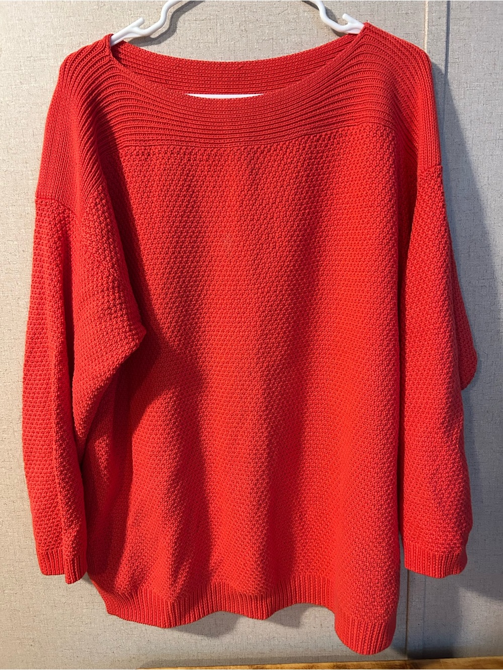 Ralph Lauren Bright Red Textured Knit Crewneck Sweater